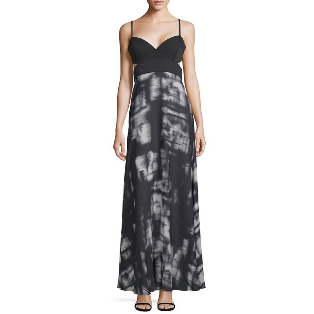 Bcbgmaxazria Viviane Broken Reflection Print Maxi Dress In Black Combo